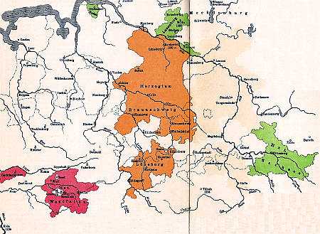 Welfisches Territorium orange um 1235